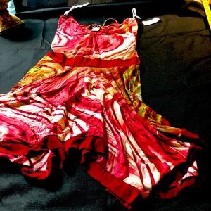 DeDage Silky Sharkbite Hem Dress Strapless String